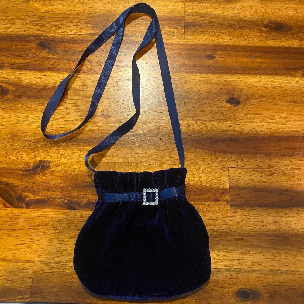 VTG Y2K Navy Blue Faux Velvet Mini Bag